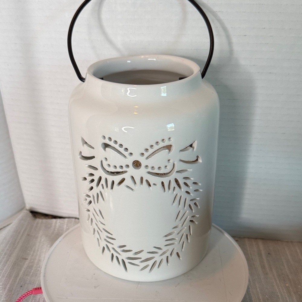 Candle HoliderCeramic Lantern with Handle 11X5.5” NEW with mystery candle